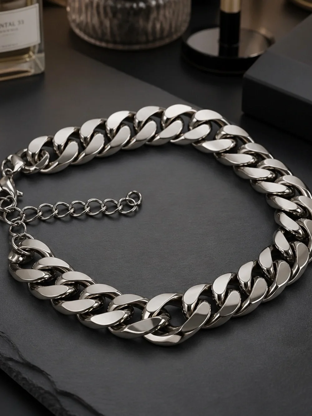 Geneva Men’s Luxury Timepiece 50mm Case (2) Piece Set Chain Link Bracelet